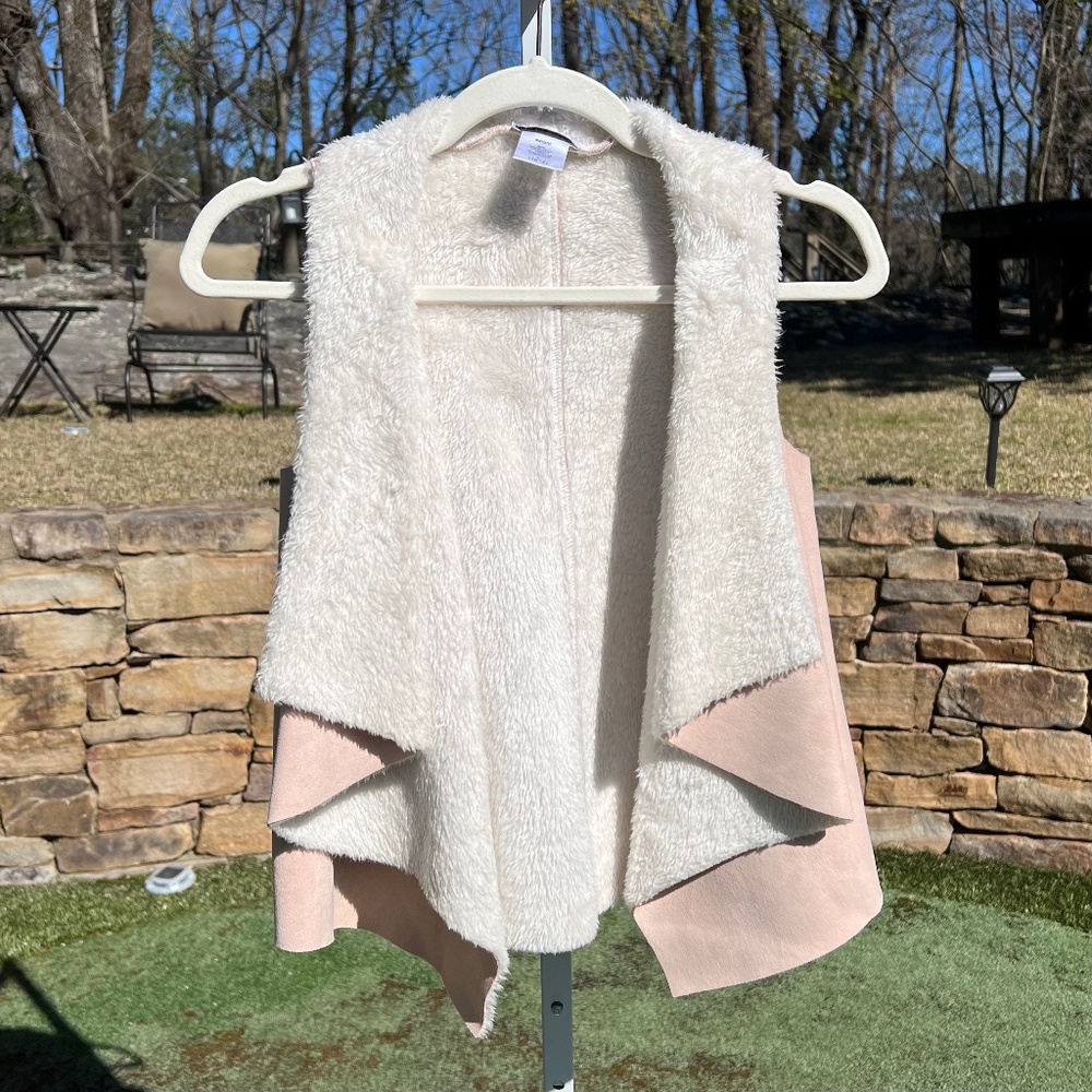 Chasing Fireflies Pink Faux Suede and Cream Faux Fur Vest